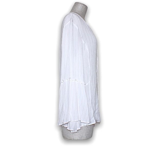 Ellen Tracey White Striped Peasant Blouse Medium - Picture 4 of 12